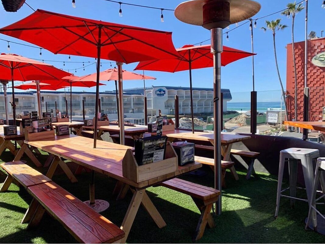 amplified ale works pacific beach patio with ocean view