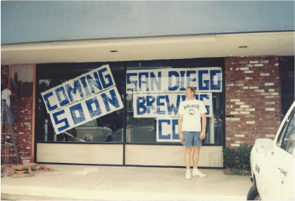 Photo of Lee Doxtader in front of San Diego Brewing Co.