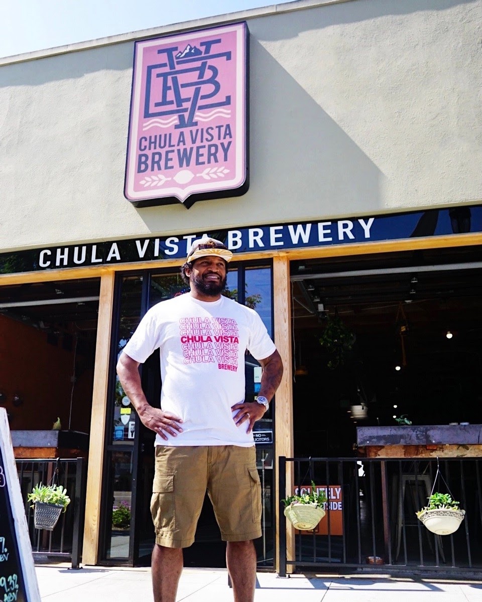 Tim Park of Chula Vista Brewery standing in front of Chula Vista Brewery entrance